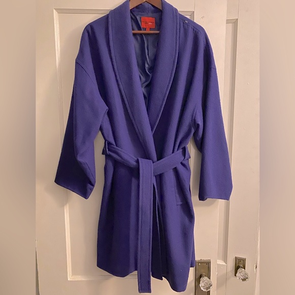 Narciso Rodriguez Jackets & Blazers - NARCISO RODRIGUEZ DESIGN NATION Women’s Cobalt Blue Wrap Wool Pea Coat